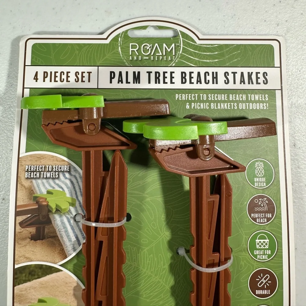 NEW Roam & Repeat PALM TREE BEACH STAKES Set/4